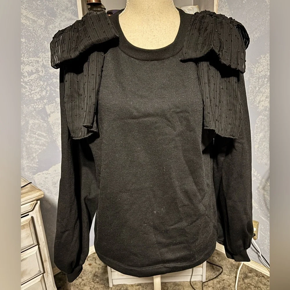 Zara Women's Black bow Sweater medium - Picture 2 of 10